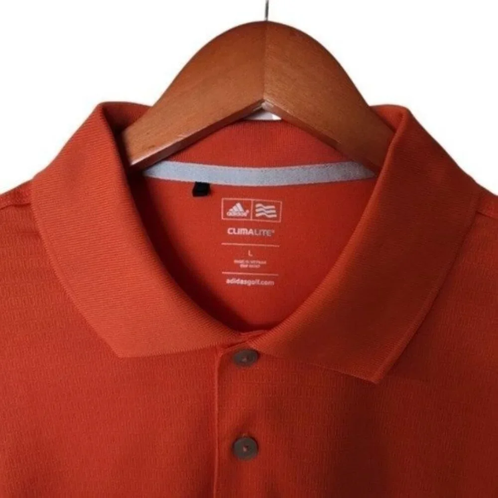 Adidas GOLF ClimaLite Orange Polo Shirt‎ Performance L Large
